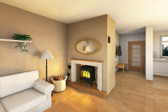 3D návrh kamna Jotul F 3 v portálovém krbu